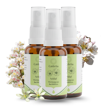 Caldelia Schlaf Mundspray 3 Flaschen mit echten Bachbluten Braunglas 30ml Spraykopf
