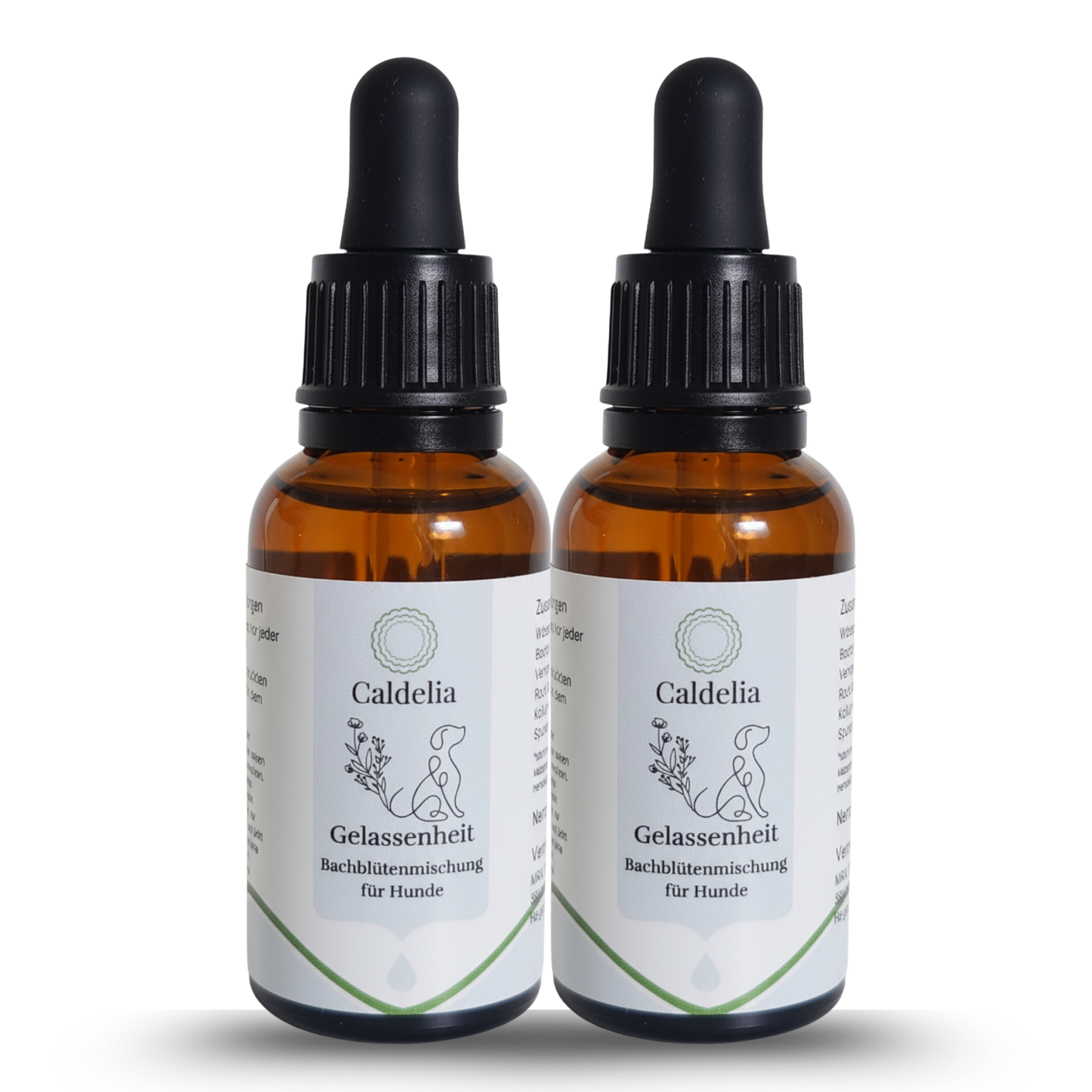 Caldelia Bachbluten Gelassenheit Tropfen fur Hunde 2 Flaschen Pipette Beruhigungsmittel pflanzlich gegen Angst Stress Trennungsangst