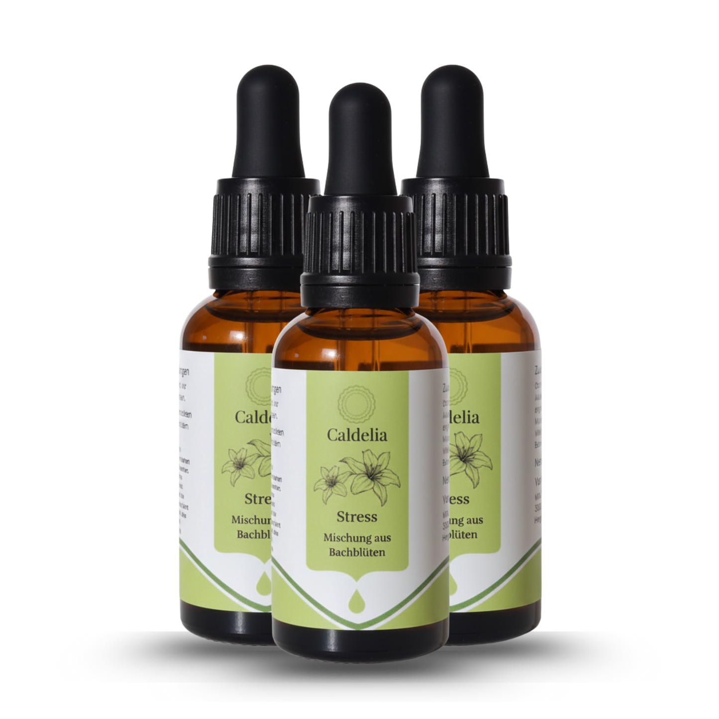 Drei Flaschen Caldelia Bachblüten Stress Mischung mit Pipette, natürliche Tropfen zur Unterstützung emotionaler Ausgeglichenheit