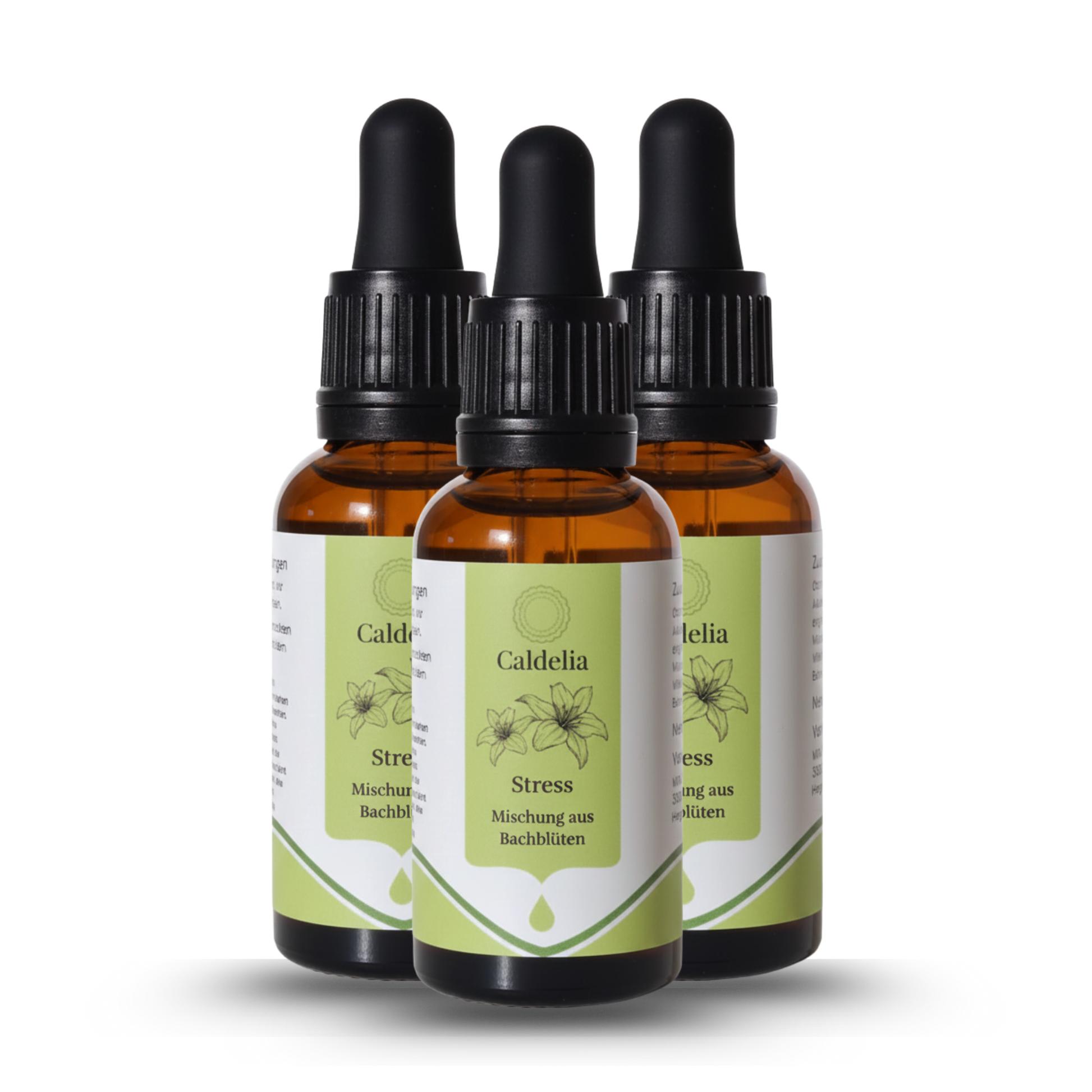 Drei Flaschen Caldelia Bachblüten Stress Mischung mit Pipette, natürliche Tropfen zur Unterstützung emotionaler Ausgeglichenheit