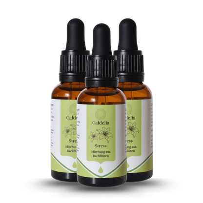Drei Flaschen Caldelia Bachblüten Stress Mischung mit Pipette, natürliche Tropfen zur Unterstützung emotionaler Ausgeglichenheit